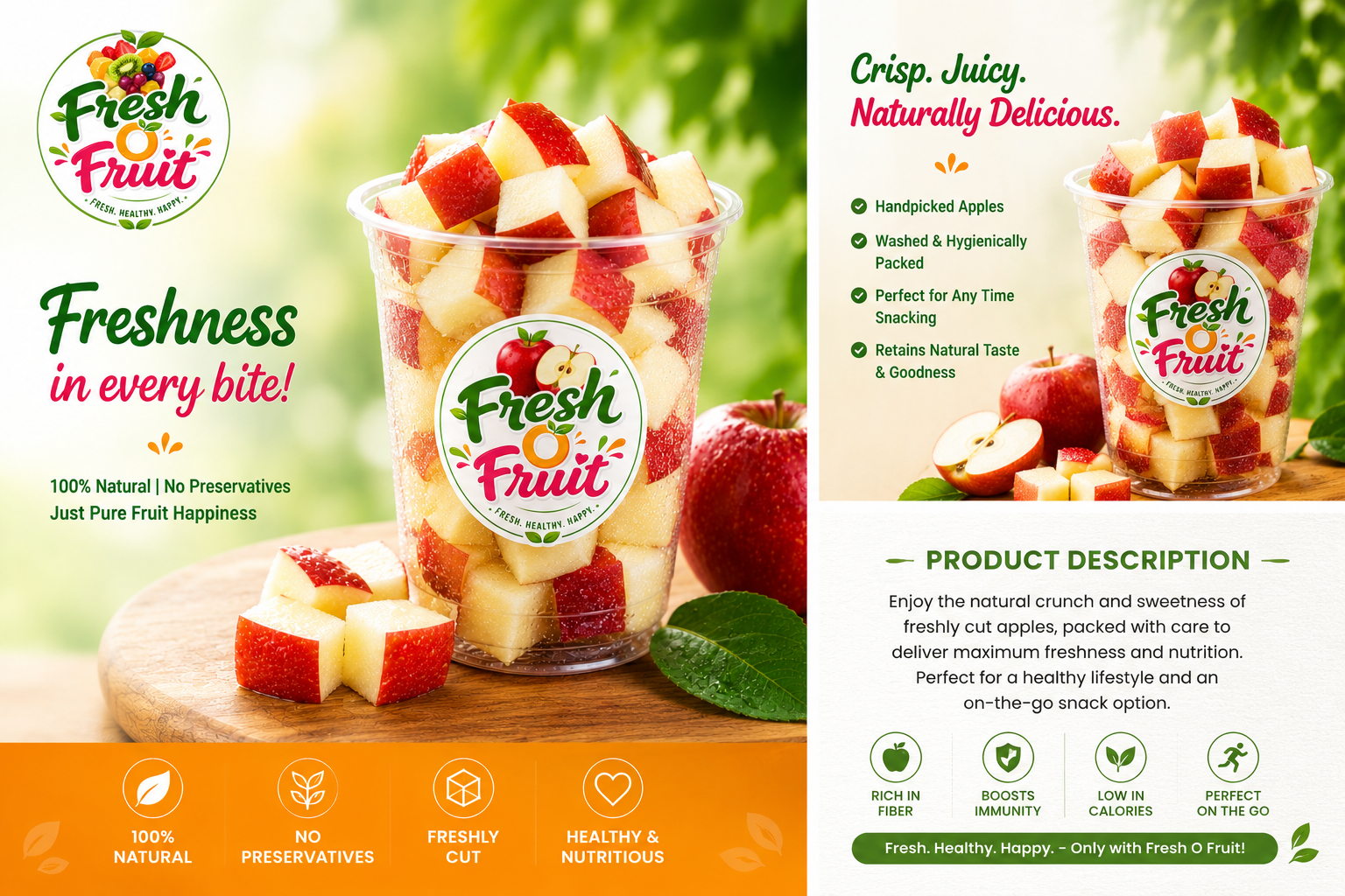 Fresh Apple Fruit Cup – Crisp, Juicy & Ready to Eat