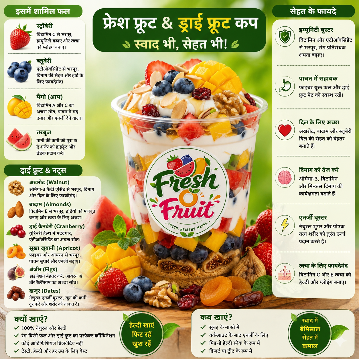 Mix Fruit Cup with Cream & Nuts β Fresh, Healthy & Ready to Eat