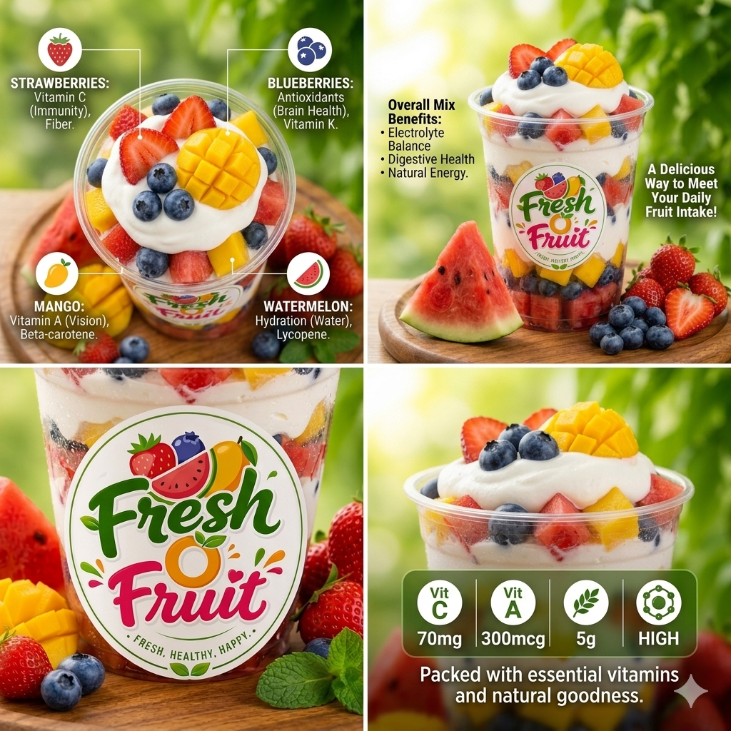 Fresh Mix Fruit Cup with Cream – Healthy, Delicious & Ready to Eat